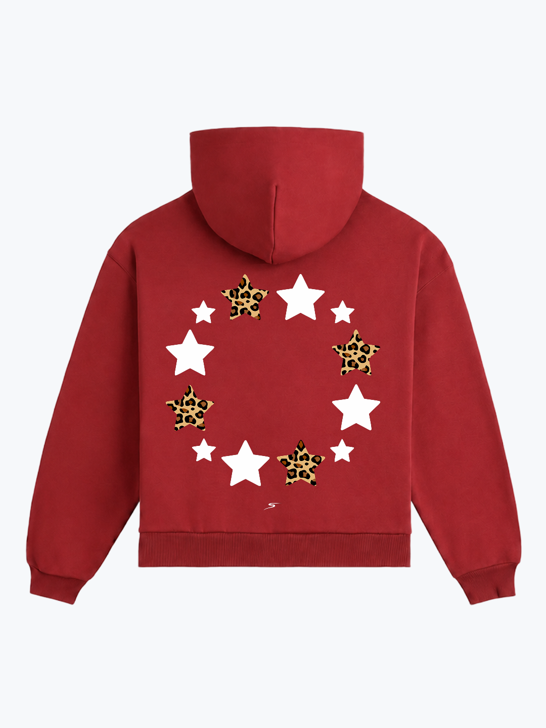 "REVOLVING STARS" OVERSIZED LEOPARD HOODIE - RED