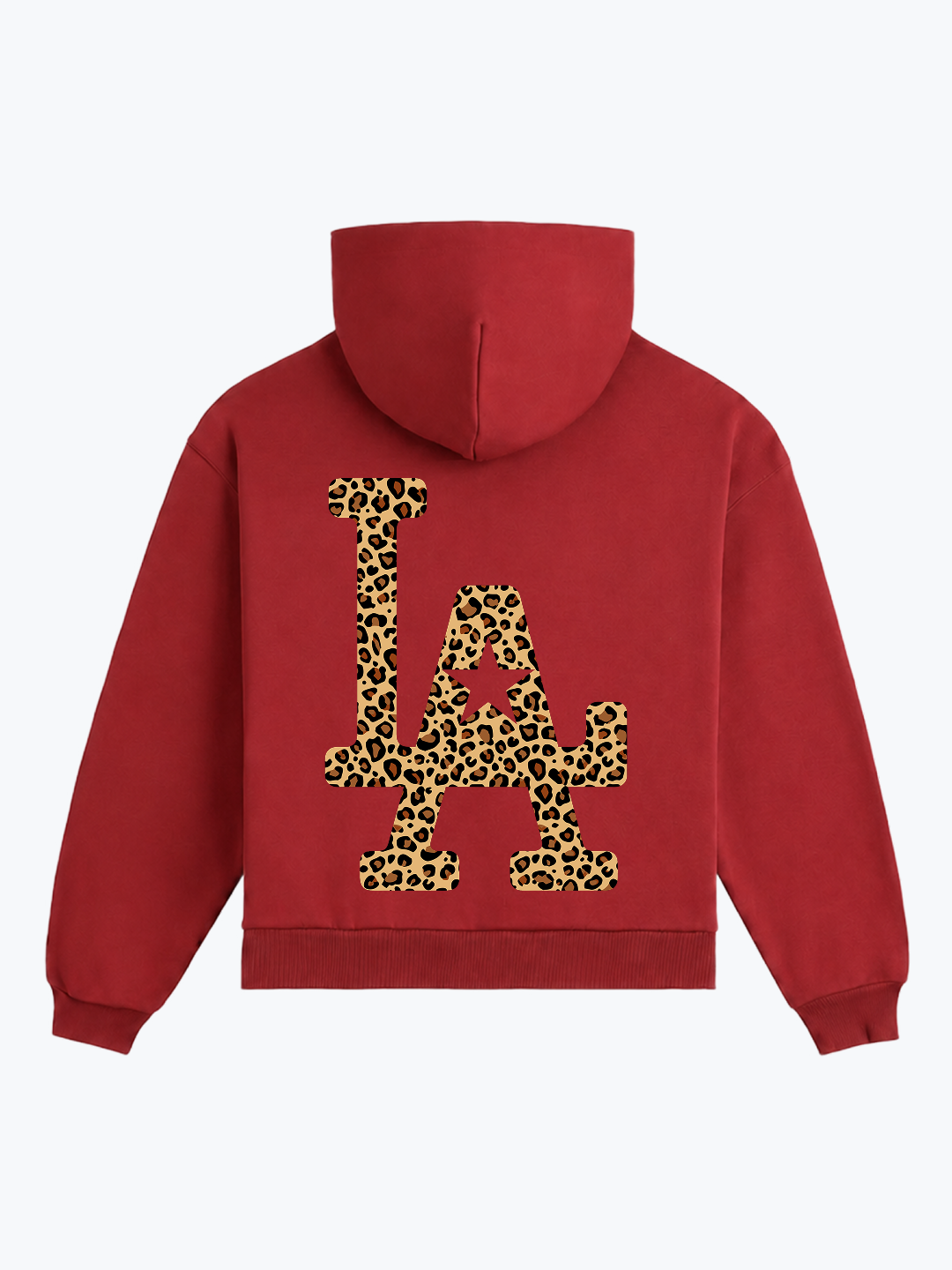 "LA" OVERSIZED LEOPARD HOODIE - RED