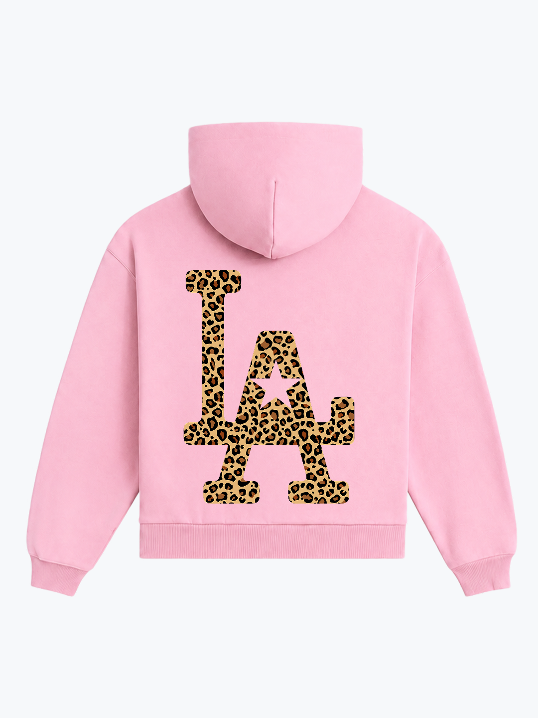 "LA" OVERSIZED LEOPARD HOODIE - PINK