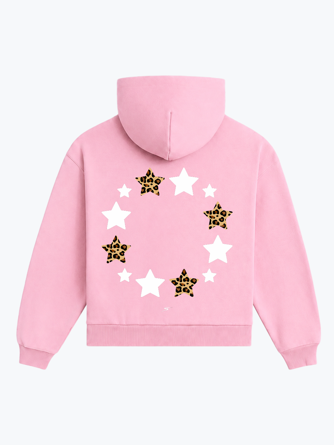 "REVOLVING STARS" OVERSIZED LEOPARD HOODIE - PINK
