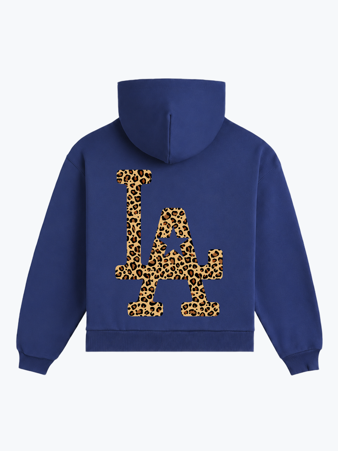 "LA" OVERSIZED LEOPARD HOODIE - NAVY
