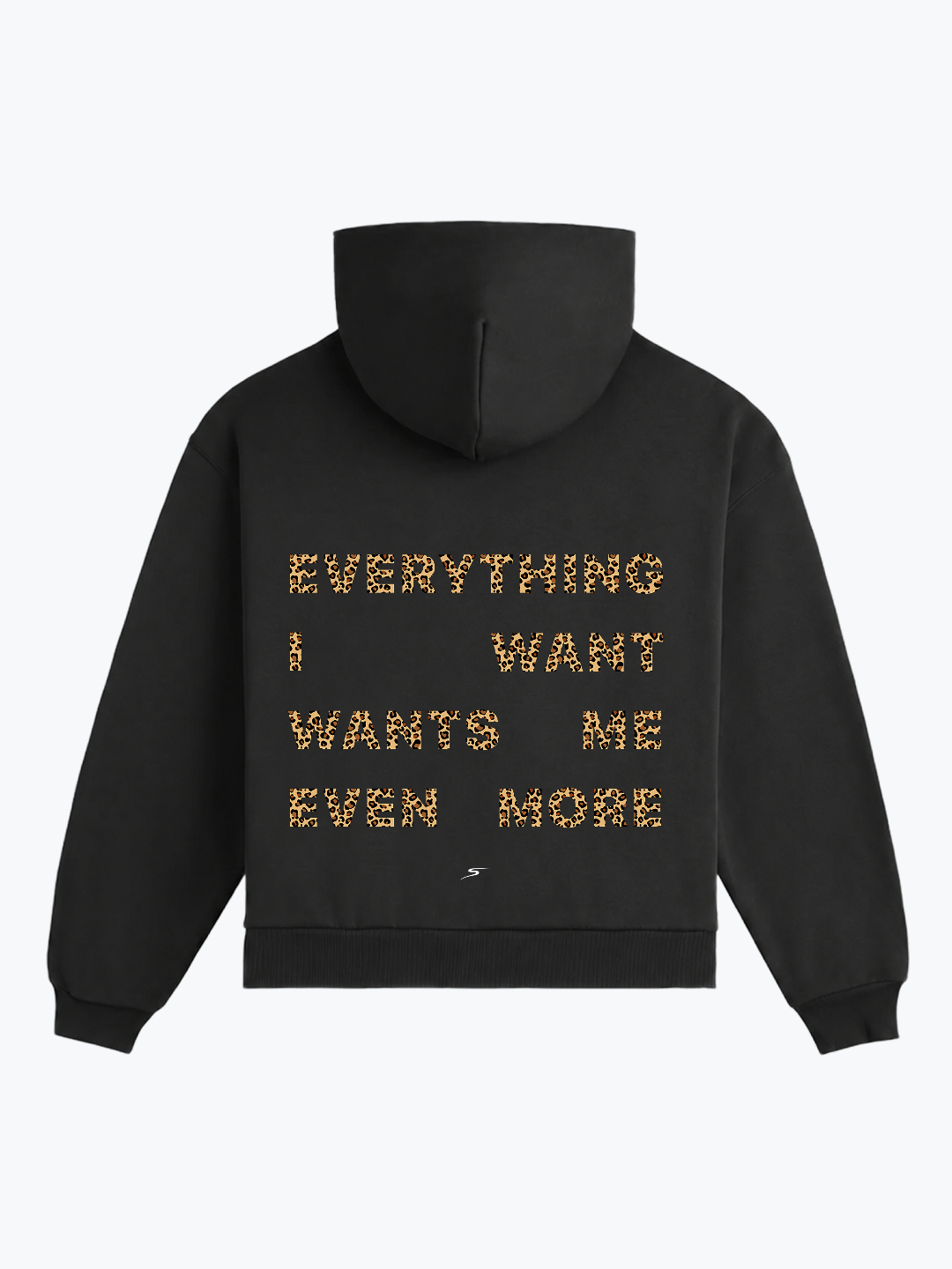 "MUTUAL DESIRE" OVERSIZED LEOPARD HOODIE - BLACK