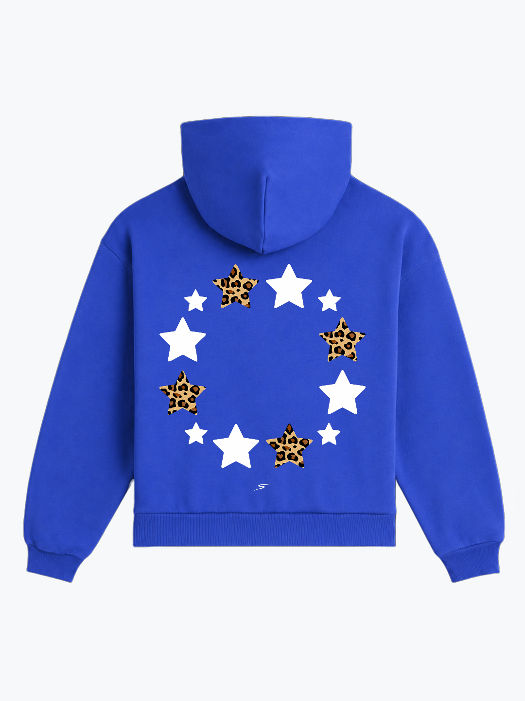 "REVOLVING STARS" OVERSIZED LEOPARD HOODIE - BLUE
