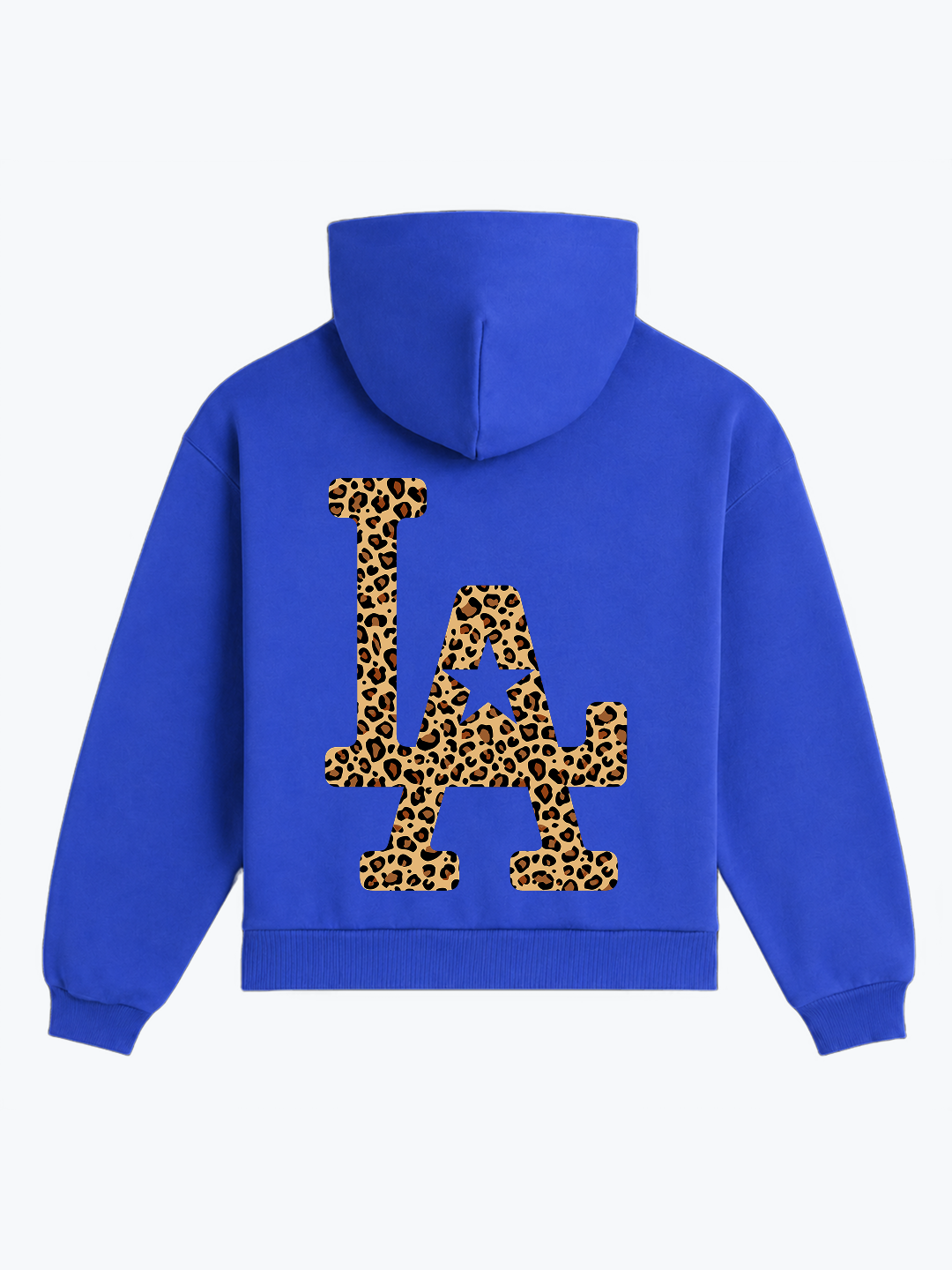 "LA" OVERSIZED LEOPARD HOODIE - BLUE