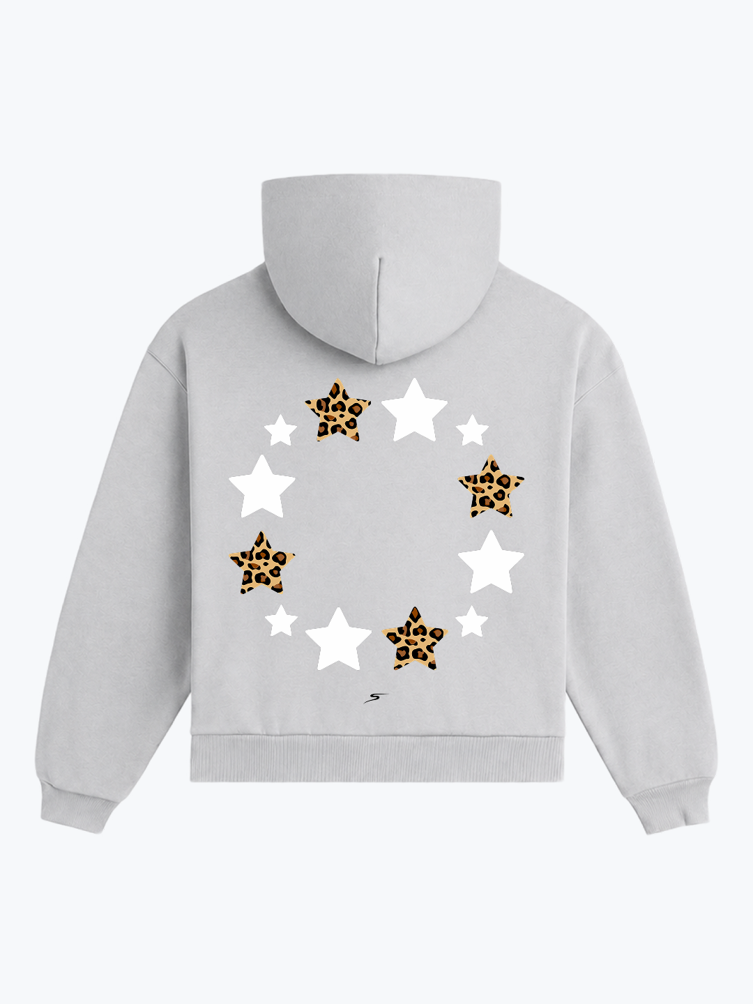 "REVOLVING STARS" OVERSIZED LEOPARD HOODIE - GREY