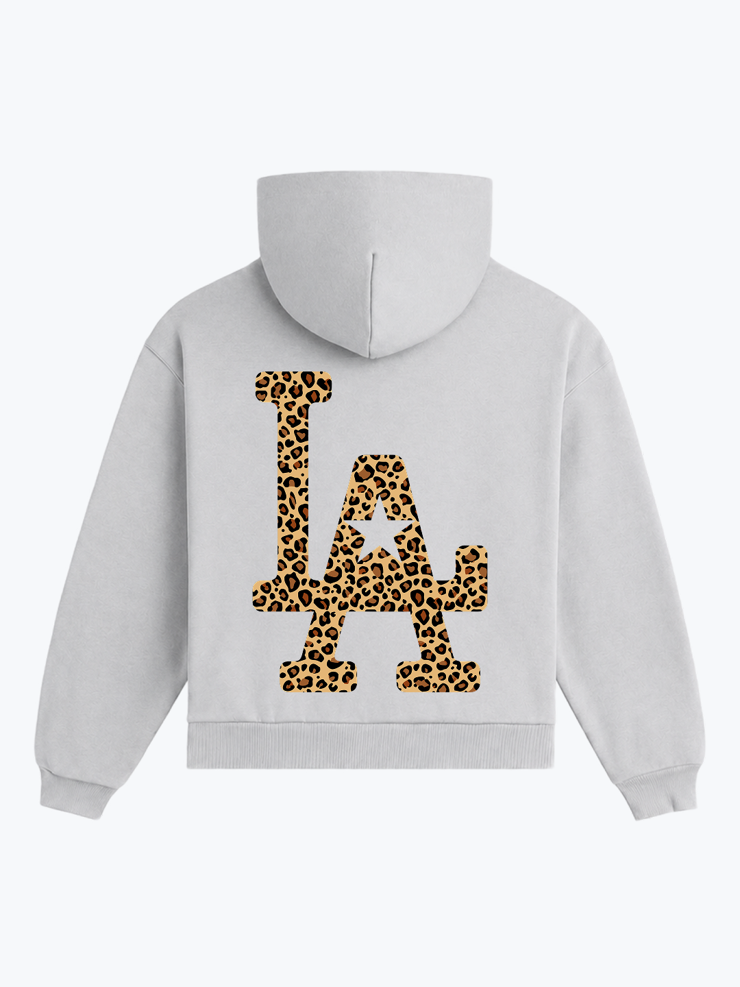 "LA" OVERSIZED LEOPARD HOODIE - GREY