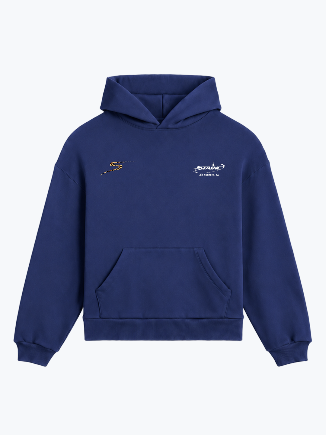 "REVOLVING STARS" OVERSIZED LEOPARD HOODIE - NAVY