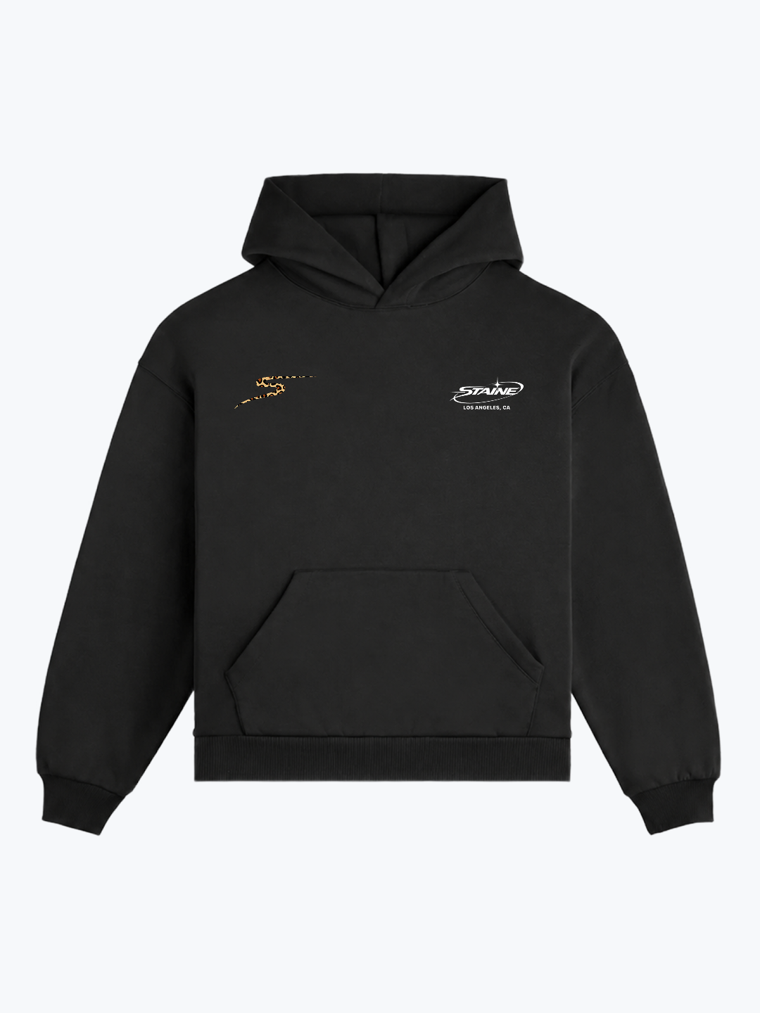 "MUTUAL DESIRE" OVERSIZED LEOPARD HOODIE - BLACK