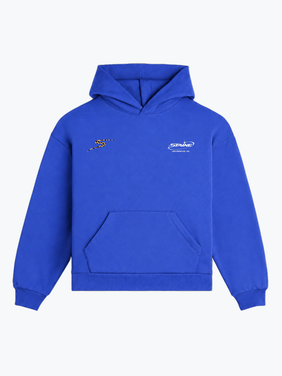 "REVOLVING STARS" OVERSIZED LEOPARD HOODIE - BLUE