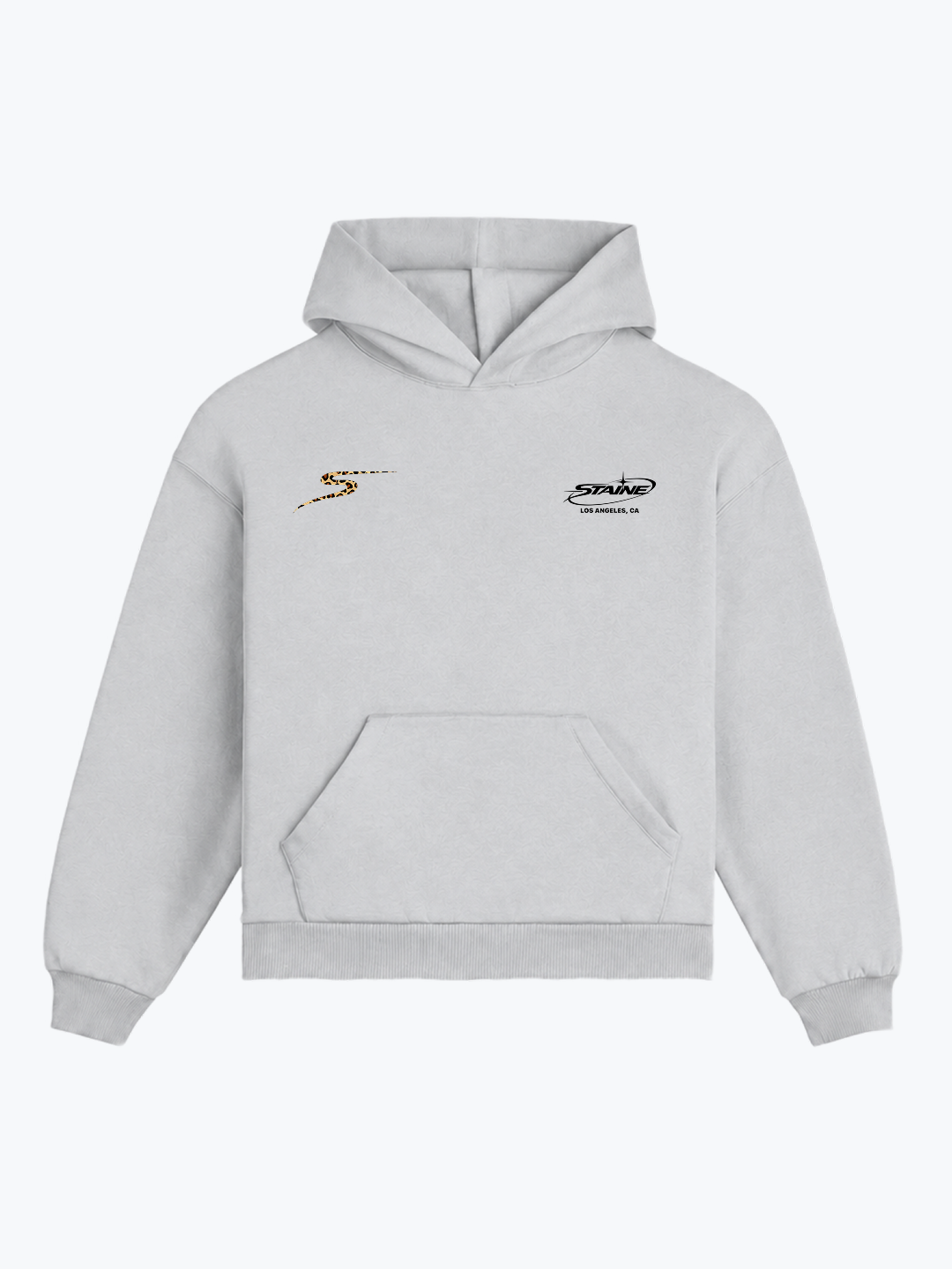 "MUTUAL DESIRE" OVERSIZED LEOPARD HOODIE - GREY